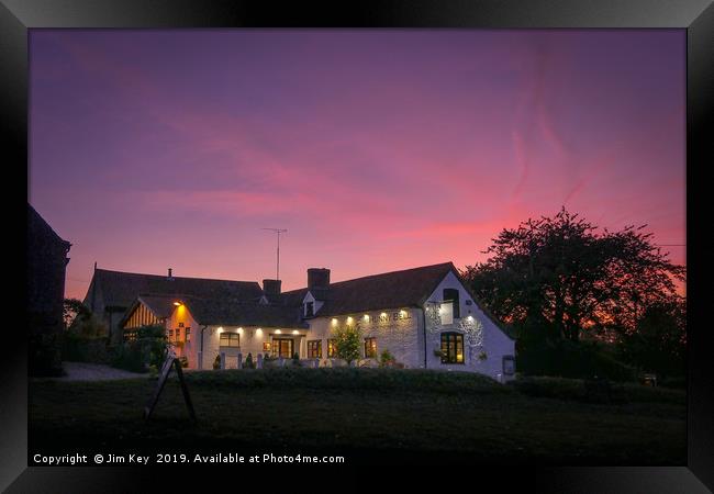 Country Pub at Sunset Framed Print by Jim Key