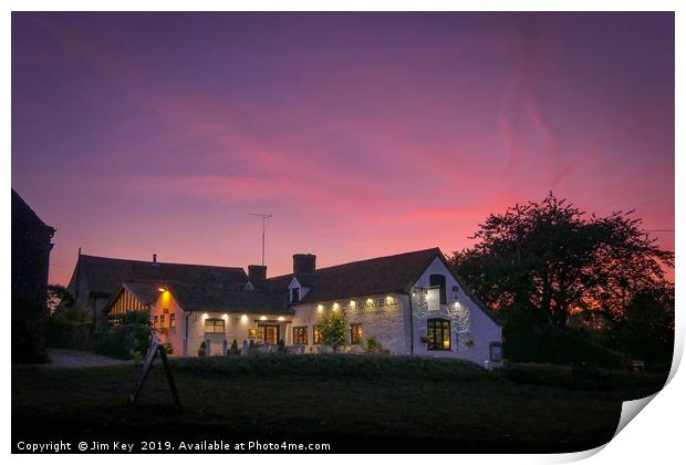 Country Pub at Sunset Print by Jim Key