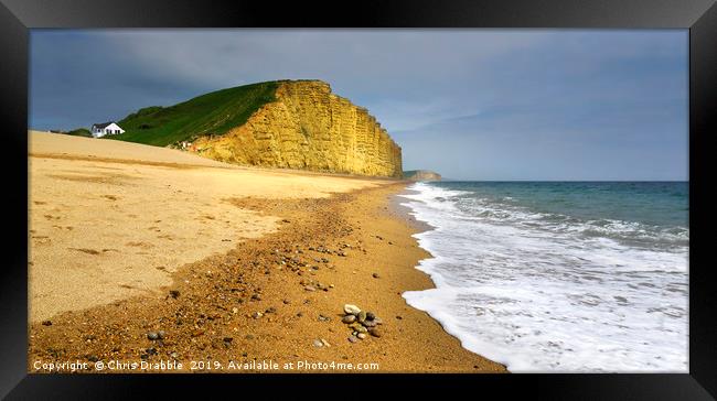Bridport sands and East Cliff             Framed Print by Chris Drabble