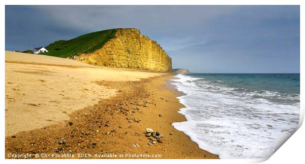 Bridport sands and East Cliff             Print by Chris Drabble