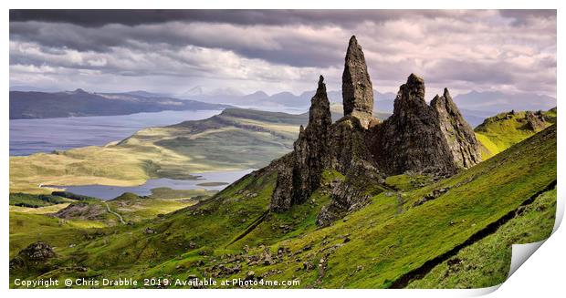 The Old Man of Storr caught in Spring light.  Print by Chris Drabble