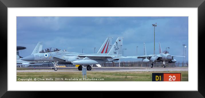 Pair of Isreali F-15I`s  on taxi at RAF Waddington Framed Mounted Print by Clive Wells