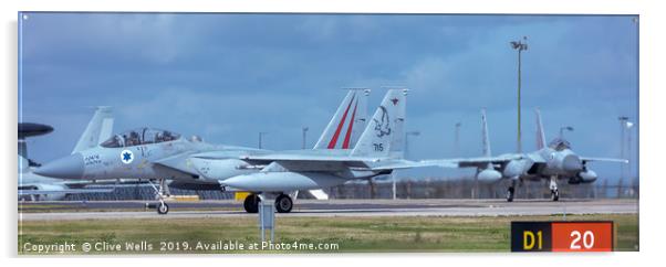 Pair of Isreali F-15I`s  on taxi at RAF Waddington Acrylic by Clive Wells