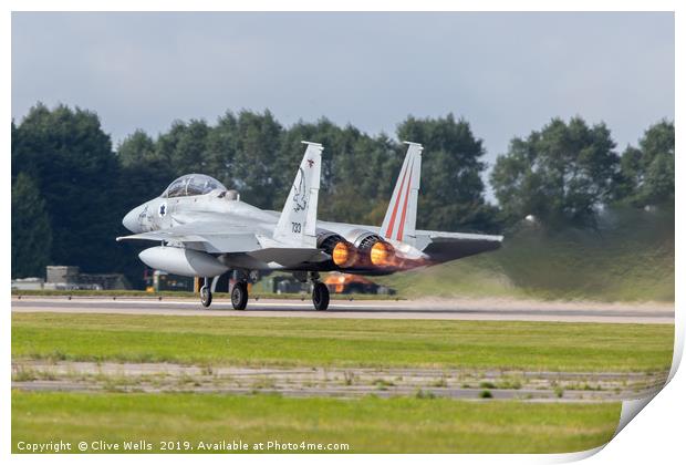 Isreali F-15I on take off at RAF Waddington Print by Clive Wells