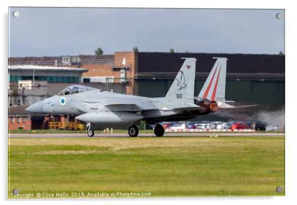 Isreali F-15I on take off at RAF Waddington Acrylic by Clive Wells