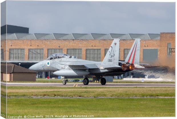 Isreali F-15I on take off at RAF Waddington Canvas Print by Clive Wells
