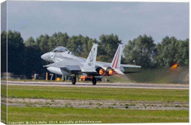 Isreali F-15I on take off at RAF Waddington Canvas Print by Clive Wells