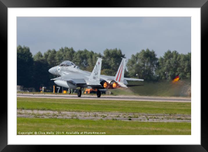 Isreali F-15I on take off at RAF Waddington Framed Mounted Print by Clive Wells