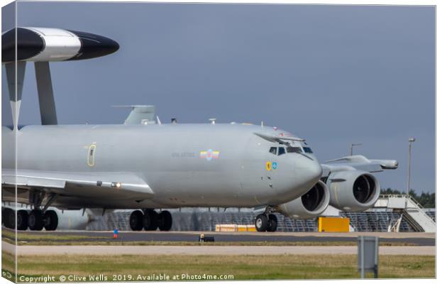 Boeing E3 Sentry at RAF Waddington Canvas Print by Clive Wells