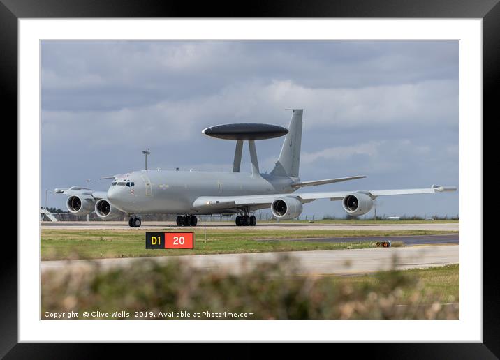 Boeing E3 Sentry seen at RAF Waddington Framed Mounted Print by Clive Wells