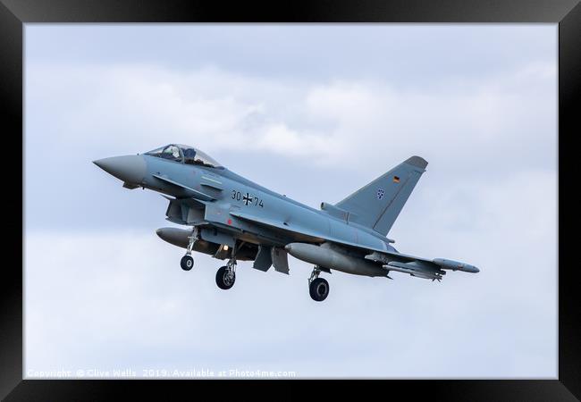 EF2000 Typhoon on finals at RAF Waddington Framed Print by Clive Wells