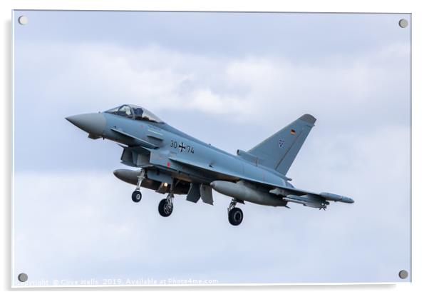 EF2000 Typhoon on finals at RAF Waddington Acrylic by Clive Wells