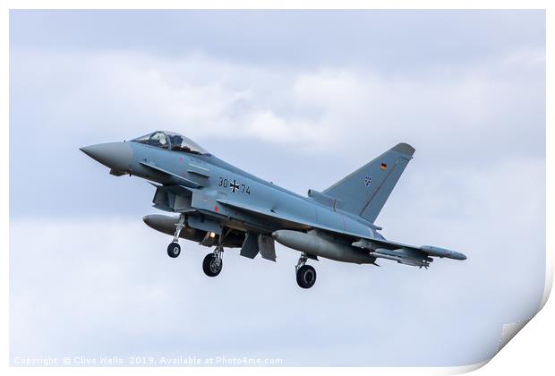 EF2000 Typhoon on finals at RAF Waddington Print by Clive Wells
