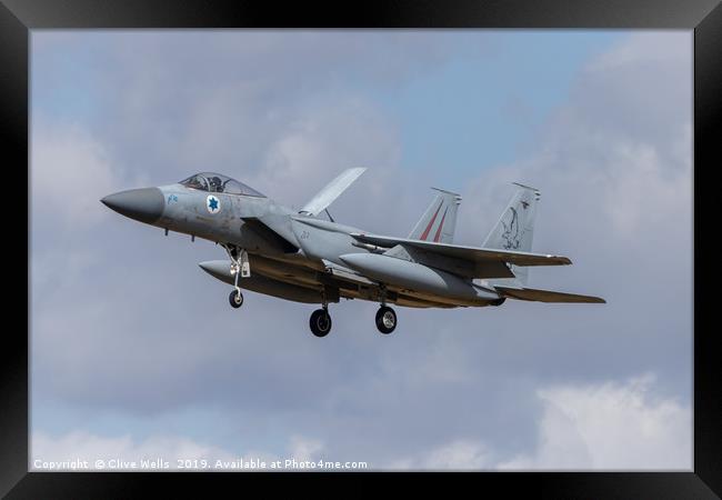 Isreali F-15 Eagle on finals at RAF Waddington Framed Print by Clive Wells