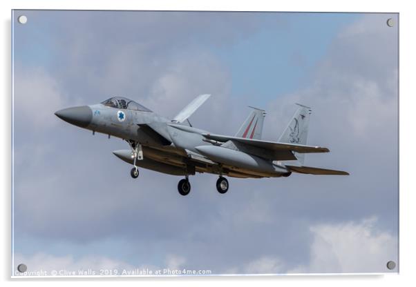 Isreali F-15 Eagle on finals at RAF Waddington Acrylic by Clive Wells