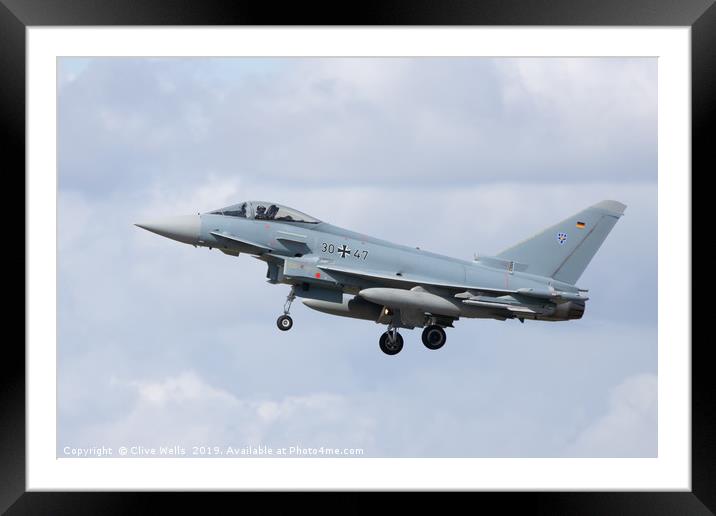 German Eurofighter Typhoon at RAF Waddington Framed Mounted Print by Clive Wells