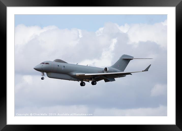 Raytheon Sentinel about to land at RAF Waddington Framed Mounted Print by Clive Wells