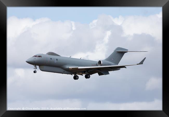 Raytheon Sentinel about to land at RAF Waddington Framed Print by Clive Wells