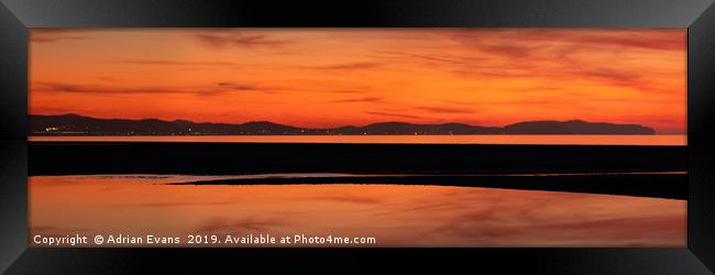 Seascape Sunset Panorama Framed Print by Adrian Evans