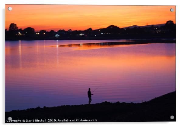 Hollingworth Lake Sunset Acrylic by David Birchall