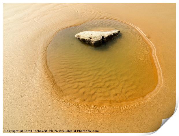 Beach rock puddle, Wales, UK Print by Bernd Tschakert