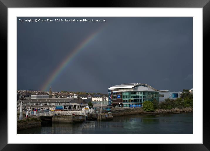 Rainbow Over Sutton Harbour Framed Mounted Print by Chris Day