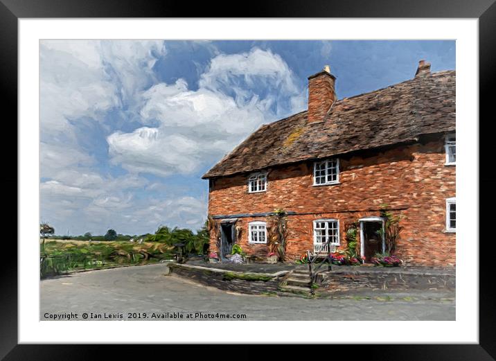 Old Cottages In Tewkesbury Framed Mounted Print by Ian Lewis