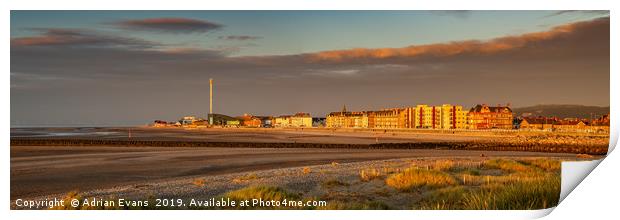 Sunny Rhyl Sunset Panorama Print by Adrian Evans