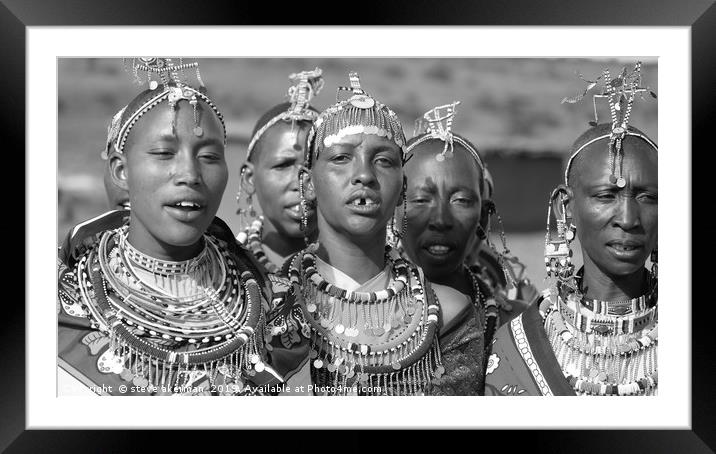 People of the Masai Mara. Framed Mounted Print by steve akerman