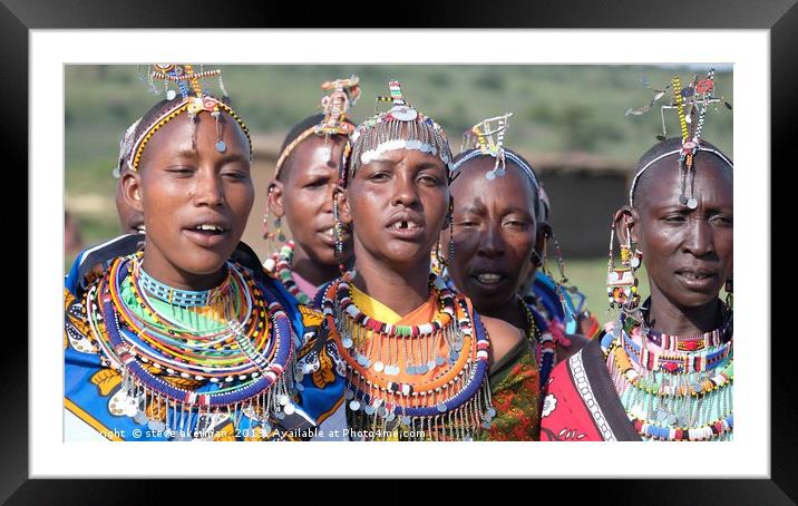  The people of the Masai Mara                      Framed Mounted Print by steve akerman