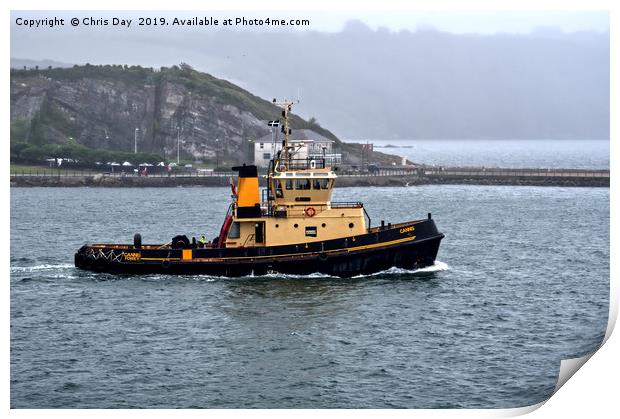 Tug Cannis Print by Chris Day