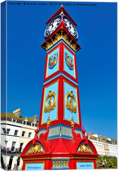 Jubilee Clock Tower, Weymouth, Dorset, UK Canvas Print by Andrew Harker