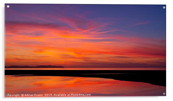 Sunset Rhyl Wales Acrylic by Adrian Evans