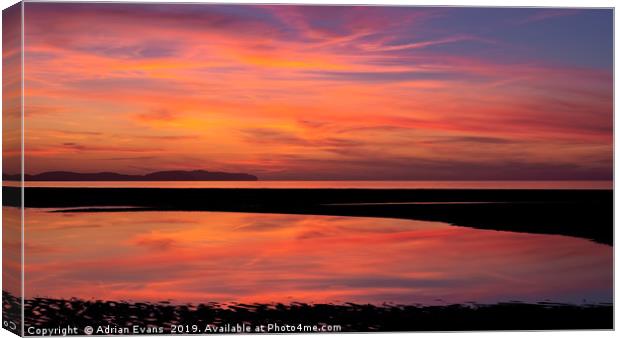 Seascape Sunset Rhyl Wales Canvas Print by Adrian Evans