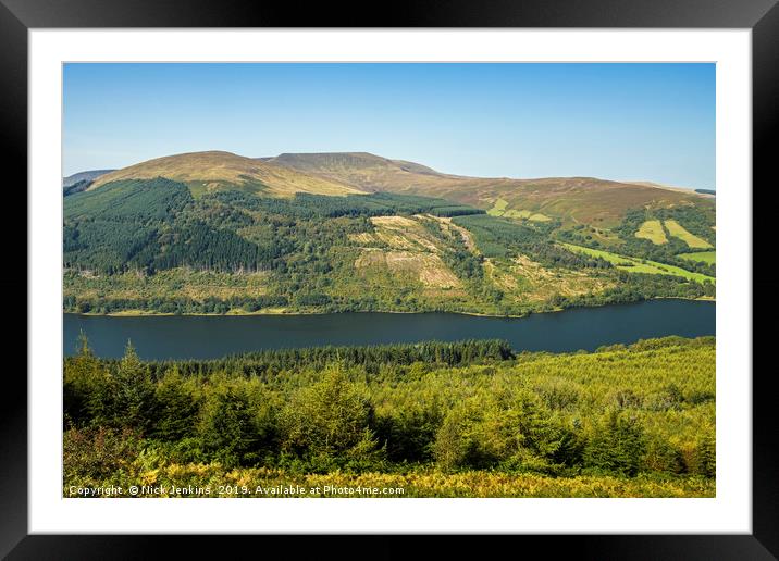 Across Talybont Valley to Waun Rydd Brecon Beacons Framed Mounted Print by Nick Jenkins