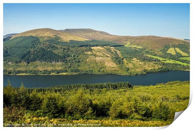 Across Talybont Valley to Waun Rydd Brecon Beacons Print by Nick Jenkins