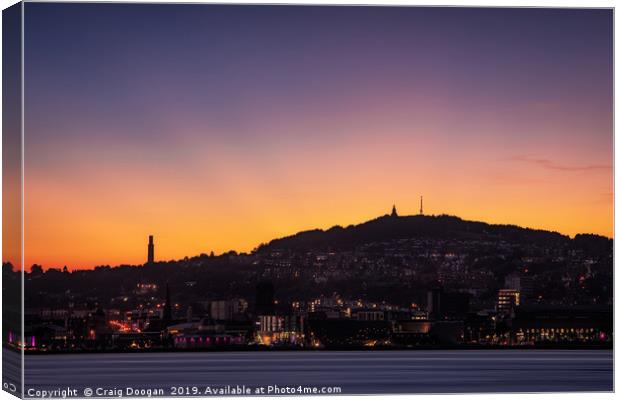 Dundee City Skyline Sunset Canvas Print by Craig Doogan