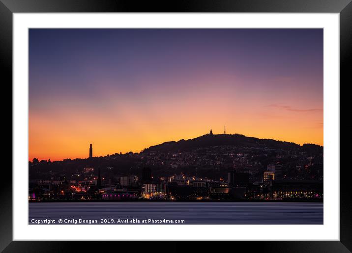 Dundee City Skyline Sunset Framed Mounted Print by Craig Doogan