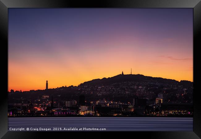 Dundee City Skyline Sunset Framed Print by Craig Doogan