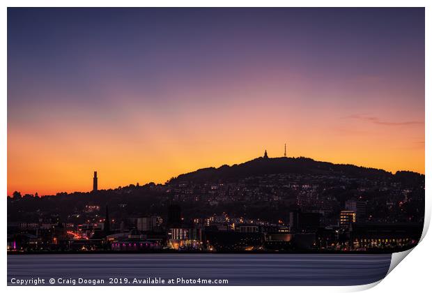 Dundee City Skyline Sunset Print by Craig Doogan
