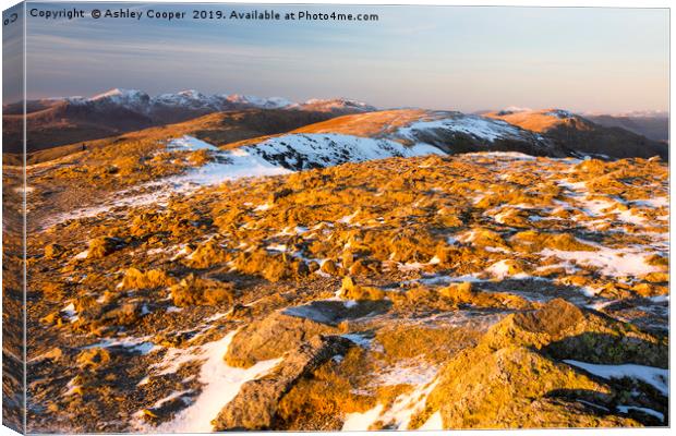 Golden summits. Canvas Print by Ashley Cooper