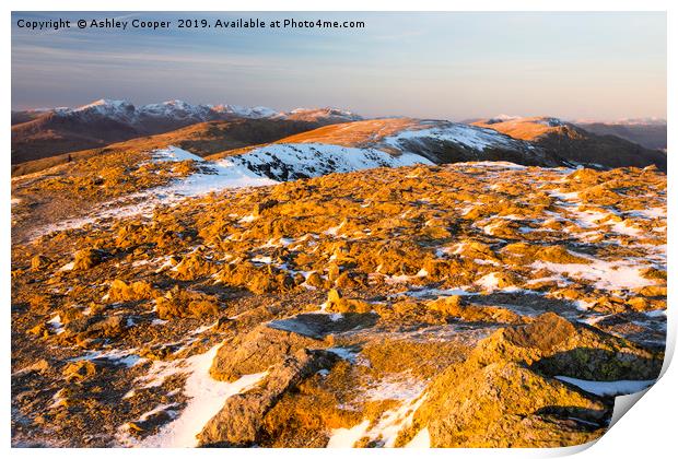 Golden summits. Print by Ashley Cooper