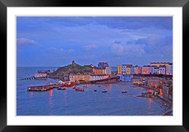 Tenby Summer Evening Framed Mounted Print by paulette hurley