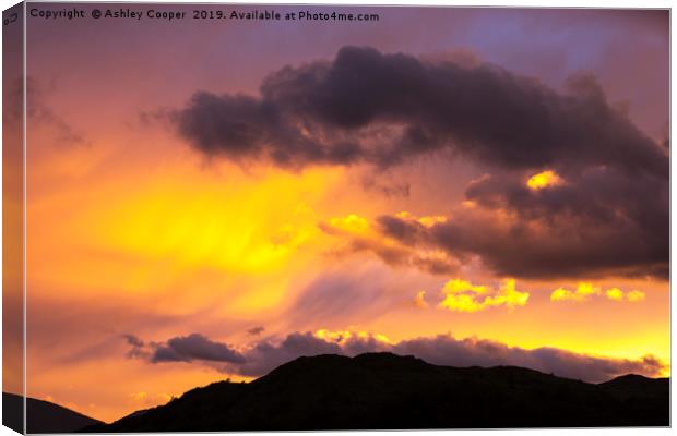 Loughrigg sunset. Canvas Print by Ashley Cooper