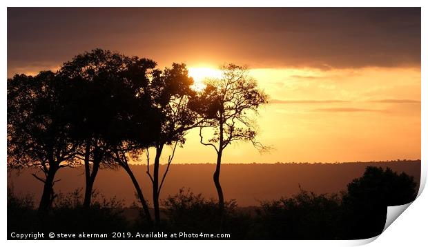     Sunset in the Masai Mara in June.              Print by steve akerman