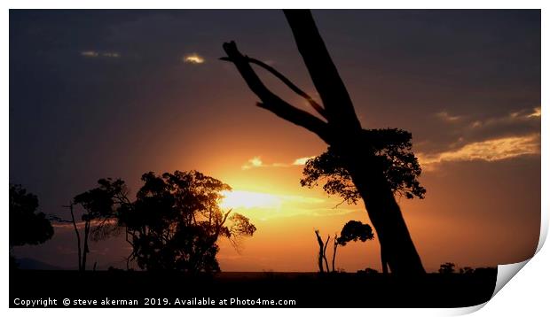    Masai Mara sunset.                              Print by steve akerman