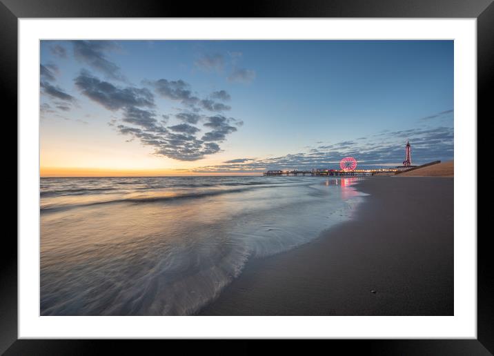 Blackpool's coastline at sunset Framed Mounted Print by gary telford