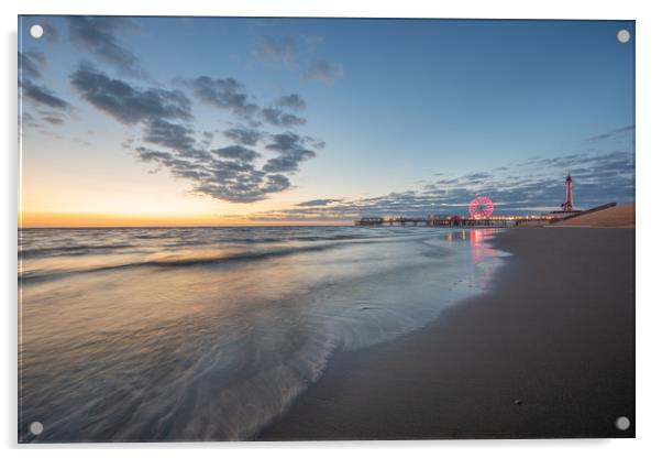 Blackpool's coastline at sunset Acrylic by gary telford