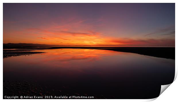 Seascape Sunset Print by Adrian Evans