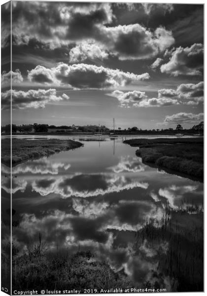Reflected clouds Canvas Print by louise stanley